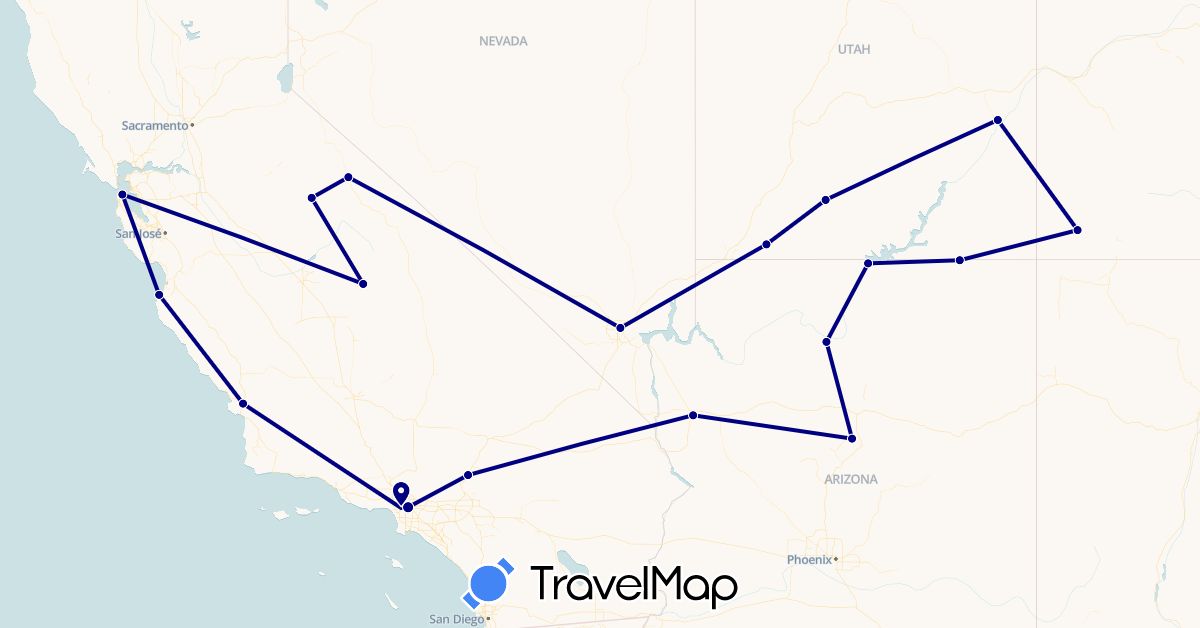 TravelMap itinerary: driving in United States (North America)